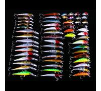 Juego de 56 señuelos de pesca mixtos Hengjia, señuelos para pececillos, cebos de manivela, kit de anzuelos