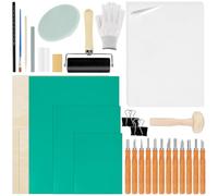 Juego de 59 Herramientas de linóleo para Tallar linóleo, A4, A5, A6 Sellos de Goma, Papel de Calco, Rodillo Brayer, Kit de Herramientas de Inicio de Impresión de Bloques, Sello de Bricolaje
