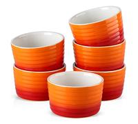 Juego de 6/12 tazas de porcelana for soufflé de 300 ml, platos for hornear pasteles, juego de tazas for soufflé, moldes for budín, muffins y brulee, platos for soufflé(6-PIECE ORANGE)