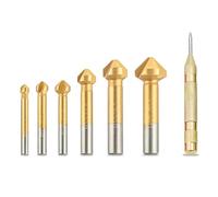Juego de 6/7 brocas avellanadas de 3 flautas de perforación central de 90 grados, desbarbador de metal