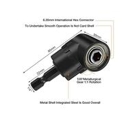 Juego de 6 Accesorios para Taladro en Ángulo Recto con Adaptador de Taladro en Ángulo de 105 y Adaptador de Dado de de Impacto