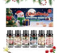 Juego de 6 aceites aromáticos navideños para invierno, equipo de fiesta de larga duración para purificadores de aire, dormitorio, oficina, salón, yoga, meditación, spa, viajes, bar y