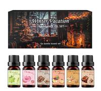 Juego de 6 aceites esenciales de 10 ml, para difusores de aceite, para hacer velas, incluyendo donas, pudín de caramelo, café, pasteles, uvas verdes, galletas de Navidad