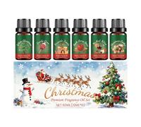 Juego de 6 aceites esenciales para difusor, juego de aceites esenciales de Navidad para difusor, aceite perfumado, árbol de Navidad, juego de regalo para vacaciones (C)
