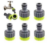 Juego de 6 adaptadores de grifo de 1/2" y 3/4" 2 en 1, conector de manguera de jardín de plástico, compatible con grifos estándar Gardena, ideal para limpieza de jardín, cuidado de mascotas, incluye