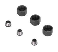 Juego de 6 adaptadores de pinza de fresado de acero al carbono de 6 mm, 6,35 mm, 8 mm, con tuerca para recortadora