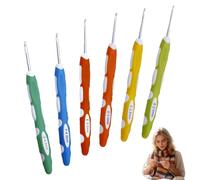 Juego de 6 agujas de ganchillo ergonómicas, 2,0 mm - 4,5 mm, ganchillo con mango de goma suave, ideal para tejer suéteres, alfombrillas y más