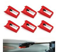 Juego de 6 agujas para tocadiscos, fonocadiscos, tocadiscos, tocadiscos, aguja para tocadiscos (rojo)