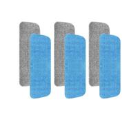 Juego de 6 almohadillas de limpieza reutilizables de microfibra para escoba vaporizador de 13 a 15 pulgadas, recambios para limpieza en húmedo y seco, almohadillas de limpieza de suelos (azul y gris)