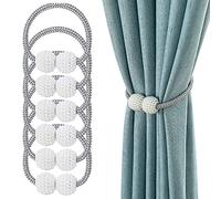 Juego de 6 alzapaños magnéticos para Cortinas, Cuerda de Cortina y alzapaños magnéticos para decoración de Ventanas, hogar, Oficina, Hotel, Color Gris