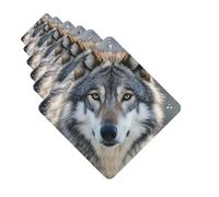 Juego de 6 ambientadores cuadrados para coche, diseño de lobo gris salvaje, para espejo retrovisor, tarjeta perfumada para coche