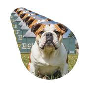 Juego de 6 ambientadores para coche, diseño de bulldog inglés, con forma redonda, para colgar en el espejo retrovisor, tarjeta perfumada para coche