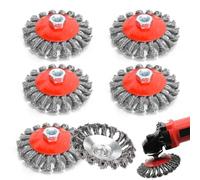 Juego de 6 amoladoras angulares con cepillo de alambre, accesorios para amoladora angular M14, cepillo de alambre flexible de 125 mm para taladro/atornillador inalámbrico (lijado, desbarbado, pulido)