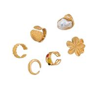 Juego de 6 anillos abiertos ajustables vanguardistas, joyas inspiradas en punk para apilamiento diario u ocasiones, accesorios de aleación de moda, regalo de colección punk con múltiples dedos