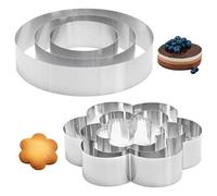 Juego de 6 anillos de acero inoxidable para tartas, moldes de 6 pulgadas con 3 formas redondas y 3 formas de flores para hornear