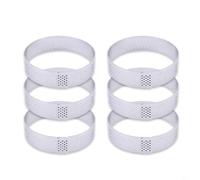 Juego de 6 anillos redondos perforados de acero inoxidable para hornear tartas de mousse y postres en capas para uso doméstico con diseño de ventilación para mejores resultados de horneado (7 cm)