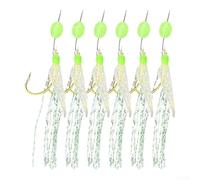 Juego de 6 aparejos de pesca con plumas de caballa diseñados para bacalao y pescado de agua dulce, con ganchos noctilucentes con fluorescencia y núcleo de alambre resistente para un uso fiable (17#)