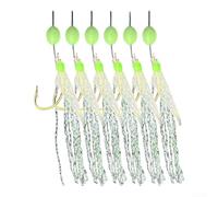 Juego de 6 aparejos de pesca con plumas de caballa diseñados para bacalao y pescado de agua dulce, con ganchos noctilucentes con fluorescencia y núcleo de alambre resistente para un uso fiable (8#)