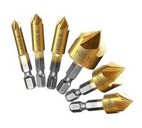 Juego de 6 avellanadores cónicos hexagonales, ángulo de 90°, para metal y madera, con recubrimiento de titanio, 6/8/9/12/16/19 mm