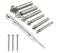 Juego de 6 avellanadores cónicos, juego de avellanadores cónicos, juego de avellanadores cónicos de metal Hss, con revestimiento de titanio, punta media y aguja perforada, para perforación (plata)