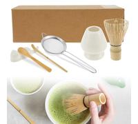 Juego de 6 batidores de matcha resistentes con cucharas de matcha, juego de batidores de matcha artesanales de alta calidad, juego tradicional de té matcha con escoba, fácil de limpiar