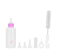 Juego de 6 biberones para cachorros y gatitos con tetinas de repuesto, silicona ecológica, cepillo de limpieza incluido, para dueños de mascotas (rosa)