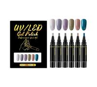 Juego de 6 Bolígrafos de Esmalte de Uñas 3 en 1, Kit de Bolígrafos para Esmalte en Gel con Aplicación en un Solo Paso, Fácil de Usar, Herramientas de Manicura DIY para Chicas y Mujeres