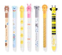 Juego de 6 Bolígrafos de Gel Borrable, 0,5 mm Bolígrafos Tinta Borrable, Punta Esférica para Eliminar la Tinta, tinta negra, Animales para Oficina Escuela Papelería, con 1 bolígrafo de gel de 0,7 mm