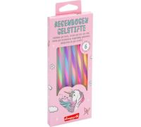 Juego de 6 bolígrafos de gel con diseño de unicornio, color rosa, amarillo, verde y azul, en caja de regalo