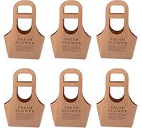 Juego de 6 bolsas de regalo de flores, caja de embalaje de ramo de papel kraft, floristería, bolsas de mano for regalos de fiesta artesanales (color: rosa) (Size : Khaki)