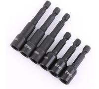 Juego de 6 boquillas hexagonales magnéticas de 8 mm (45 mm y 65 mm), imán fuerte, cambio rápido de 1/4", acero Cr-V, para atornilladoras inalámbricas, taladros y atornilladoras de percusión