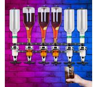 Juego de 6 botellas ópticas para bar en casa, dispensador para casa de barra, licores, vino boca abajo para casa, bar, garaje, cueva para hombre, 6 pines (42 g) de plata