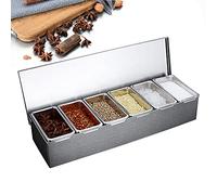 Juego de 6 botes de especias de cocina con tapas, recipiente para especias, utensilios de cocina, recipiente para ingredientes de acero inoxidable