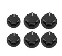 Juego de 6 botones de bajo jazz compatibles con Alpha Pots, compatibles con Ibanez/ESP, compatibles con Cort JB Style Bass, 6 mm de diámetro interior, negro