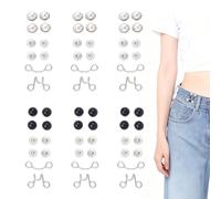 Juego de 6 Botones de Perla para Vaqueros, 3 Pares de Botones Blancos y 3 Pares de Botones Negros, Ajustables sin Clavos para Cintura, Hebillas para Pantalones y Ropa de Diario