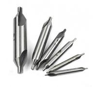 Juego de 6 brocas centrales HSS, doble extremo de 60 grados para centrado de torno, manchado y avellanado, plateado - Compatible con aplicaciones de metalurgia y taller