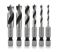 Juego de 6 brocas de 3/32 1/8 /16 1/4 5/16 /8 para madera y aluminio, utilizadas para banco de carga, juego de brocas helicoidales para madera