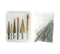 Juego de 6 brocas escalonadas para metal, madera y plástico, 4-12 mm, 4-20 mm, 4-32 mm, brocas de 3/6/8 mm, para kit de herramientas de corte de agujeros de precisión para bricolaje y construcción (A)