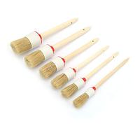 Juego De 6 Brochas De Cera Para Pintura De Tiza, Cerdas Naturales, Redondas, Para Muebles, Decoración Del Hogar, Encerado, Acristalamiento De Cerámica (20 Mm, 25 Mm, 30 Mm, 35 Mm, 40 Mm, 45 Mm)