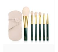 Juego de 6 brochas de maquillaje, brocha for sombra de ojos en polvo suelto, mango corto portátil