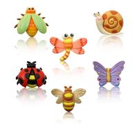 Juego de 6 broches con temática de insectos, abeja, mariposa, libélula, mariquita, cigarra, caracol, broche de resina, pines para mochila, lindas insignias de animales de dibujos animados para niños,