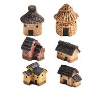 Juego de 6 cabañas decorativas de resina para crear encantadores jardines de hadas y mejorar los espacios al aire libre