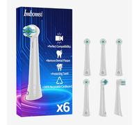 Juego de 6 cabezales de cepillo de dientes eléctrico Oral-B iO serie 2/3/4/5/6/7/8/9/10 compatible con Oral-B IO, apto para encías sensibles, eliminación de placa profunda, color blanco