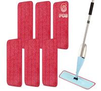 Juego de 6 cabezales de repuesto para mopa húmeda y seca, reutilizables, para sistema de cuidado de pisos Bona - rojo