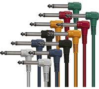 Juego de 6 cables patch. 60 cm de largo. jack mono macho a jack mono macho. conectores acodados
