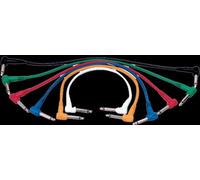 Juego de 6 cables patch de colores de 30 cm de largo. conectores jack mono acodados