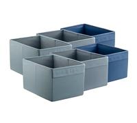 Juego de 6 Cajas Almacenamiento Plegables Mini DRONA, Cajas Organizadoras Almacenaje, 18 x 25 x 15 cm, Color Azul
