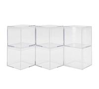 Juego de 6 cajas de almacenamiento cuadradas de acrílico transparente con tapa separada para caramelos, galletas, embalaje de regalo de boda