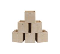 SONGMICS Cajas de Almacenamiento, Juego de 6 Cajas de Tela No Tejida con Asa, 30 x 30 x 30 cm, Unidad de Almacenamiento, para Estantes, Plegable, Almacenamiento de Ropa, Beige Arena RFB006K03