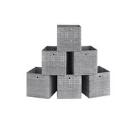 SONGMICS Cajas de Almacenamiento, Juego de 6 Cajas de Tela No Tejida con Asa, 33 x 33 x 33 cm, Unidad de Almacenamiento, para Estantes, Plegable, Almacenamiento de Ropa, Gris Jaspeado RFB033G01